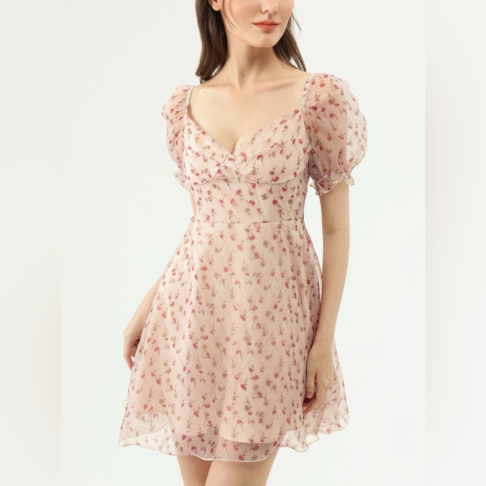Cider Romantic Gestures Puff Sleeve Mini Dress MEDIUM Fairy Whimsical Babydoll